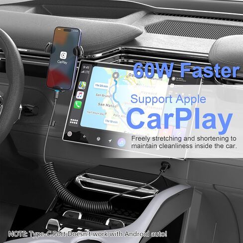 2Pack Apple CarPlay USB A to Lightning iPhone Coiled Charger Cable for Car,4Ft Short Charging Cord Sync Data Retractable Charger Connector for iPhone 14/13/12/11 SE/Xr/iPad【MFi Certified】-Black in Kuwait