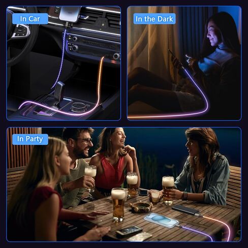 Light Up LED Breathing Flowing LED USB A to Lightning Charger Cable,RGB Colorful Gradual Charging Cord for iPhone 14 Pro Max13/12/11 Pro Max/Mini/XS MAX/XR/XS/X/8/7/Plus iPad-3ft,[Apple MFi Certified] in Kuwait