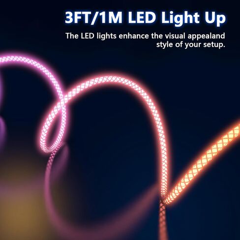Light Up LED Breathing Flowing LED USB A to Lightning Charger Cable,RGB Colorful Gradual Charging Cord for iPhone 14 Pro Max13/12/11 Pro Max/Mini/XS MAX/XR/XS/X/8/7/Plus iPad-3ft,[Apple MFi Certified] in Kuwait
