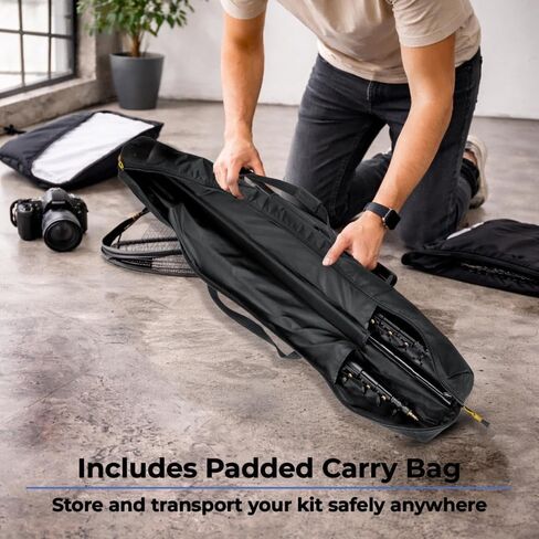 12.9' Photography Backdrop Support Kit – 2 Light Stands, Telescoping Crossbar (4.8' to 12.9'), Adjustable Height up to 13.5', Carrying Bag, Supports Seamless Paper & Backdrops up to 38 lbs in Saudi Arabia
