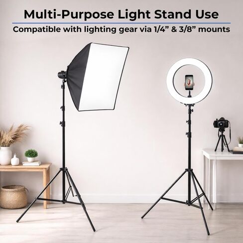 12.9' Photography Backdrop Support Kit – 2 Light Stands, Telescoping Crossbar (4.8' to 12.9'), Adjustable Height up to 13.5', Carrying Bag, Supports Seamless Paper & Backdrops up to 38 lbs in Saudi Arabia