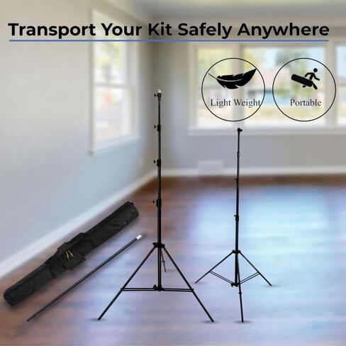 12.9' Photography Backdrop Support Kit – 2 Light Stands, Telescoping Crossbar (4.8' to 12.9'), Adjustable Height up to 13.5', Carrying Bag, Supports Seamless Paper & Backdrops up to 38 lbs in Saudi Arabia