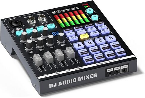 48V Podcast Sound Board BT DJ Mixer External Music Sound Card for Live Streaming Studio Recording Gaming in Kuwait