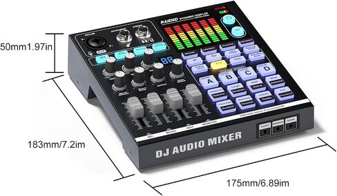 48V Podcast Sound Board BT DJ Mixer External Music Sound Card for Live Streaming Studio Recording Gaming in Kuwait