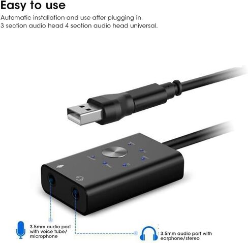 Aluminum Alloy Shell TypeC to Audio Sound Card 7.1/5.1 Surround External USB Adapter 96KHz DAC with Mic/Earphone Jack for Laptop Desktop in Kuwait