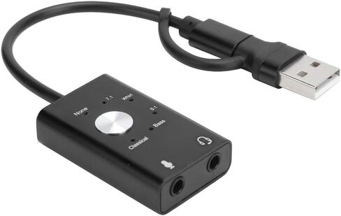 Aluminum Alloy Shell TypeC to Audio Sound Card 7.1/5.1 Surround External USB Adapter 96KHz DAC with Mic/Earphone Jack for Laptop Desktop in Kuwait