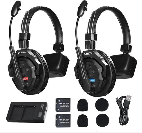 SYNCO XTALK X5 Wireless Headset Intercom System 2.4GHz Full Duplex 400 Meter Noise Cancellation Communication System for 5 Persons Live Streaming Movie Shoot Team Communication in Kuwait