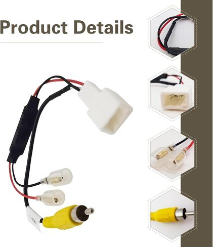 1 PC Car Rear View Backup Reverse Camera Video Connector RCA Cable, 4 Pin Reversing Camera Retention Wire Harness, Rearview Video Connector Adapter, Compatible with Select Models (White) in Kuwait