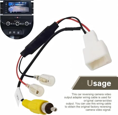 1 PC Car Rear View Backup Reverse Camera Video Connector RCA Cable, 4 Pin Reversing Camera Retention Wire Harness, Rearview Video Connector Adapter, Compatible with Select Models (White) in Kuwait