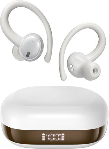 Oraolo N-Lite 216 Wireless Earbuds, Sports Earbuds with Earhooks, Noise Cancelling Headset, Stereo Deep Bass Over Ear Buds 48H Playtime, IPX6 Waterproof Earphones for Sports/Running/Workout（White） in Saudi Arabia