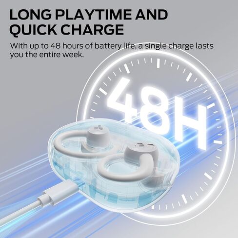 Oraolo N-Lite 216 Wireless Earbuds, Sports Earbuds with Earhooks, Noise Cancelling Headset, Stereo Deep Bass Over Ear Buds 48H Playtime, IPX6 Waterproof Earphones for Sports/Running/Workout（White） in Saudi Arabia