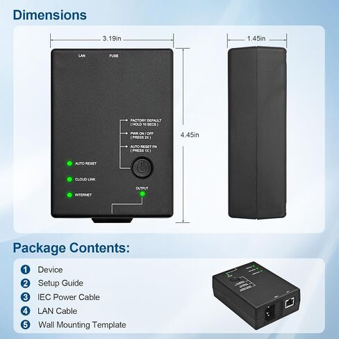 ezOutlet5 IP Enabled Remote Power, Ping Auto Reboot, Single Outlet, 10A Fuse, WiFi & LAN, Cloud & APP. in Kuwait