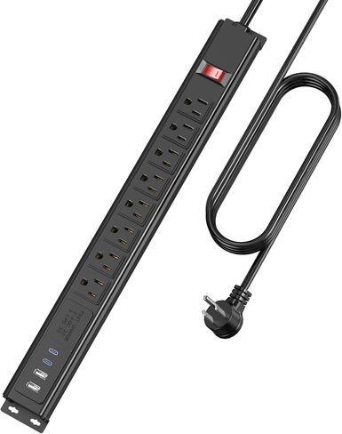 HHSOET Heavy Duty Long Power Strip with USB, 8 Outlets, 15FT, Black, 1 in Saudi Arabia
