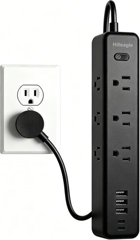 Surge Protector Power Strip with USB, 6FT 100% Pure Copper Wire Extension Cord Multiple Outlets-9 Outlets and 5 USB Ports, Wall Mount Desk Charging Station for Home Office Dorm Essentials,White in Kuwait