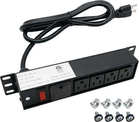 FIRMERST 10-Inch Rack PDU, 1U 4-Outlet Surge Power Strip, 6 FT in Kuwait