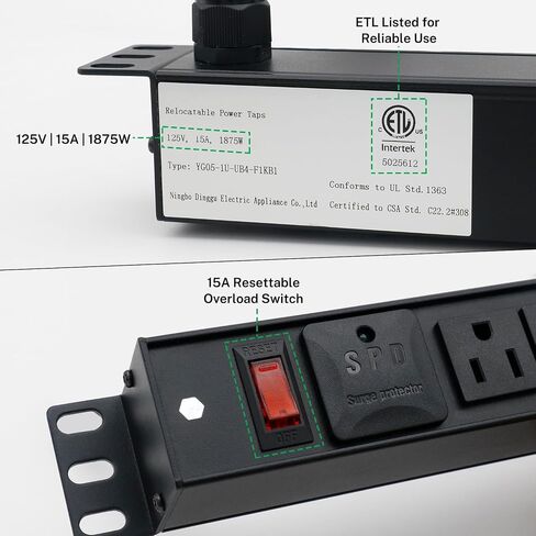 FIRMERST 10-Inch Rack PDU, 1U 4-Outlet Surge Power Strip, 6 FT in Kuwait
