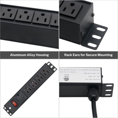 FIRMERST 10-Inch Rack PDU, 1U 4-Outlet Surge Power Strip, 6 FT in Kuwait