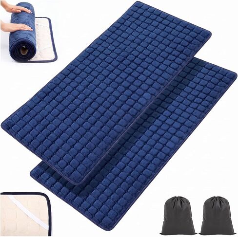 Threehoney 2 Pack Thin Cot Mattress Topper Pad, 75" x 30" Quilted Foam Camping Topper Non-Slip Bottom, Soft Lightweight Comfortable Sleeping Toppers with Storage Bag for Camp Cot Rv Bunk Beds in Kuwait