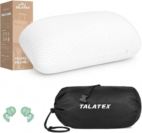 Talatex Premium 100% Natural Latex Talalay Travel Pillow, Camping Pillow, Small Camping Pillow with Compressible Stuff Sack, No Memory Foam Chemicals with Washable Cover (Soft) in Kuwait