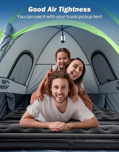 JOYTUTUS 5-5.2Ft Truck Bed Air Mattress with Removable Tailgate Extension, Thickened Inflatable 5ft Compact Short Truck Beds, Compatible with Tacoma&Ranger&Gladiator&Colorado&Canyon,Black in Kuwait