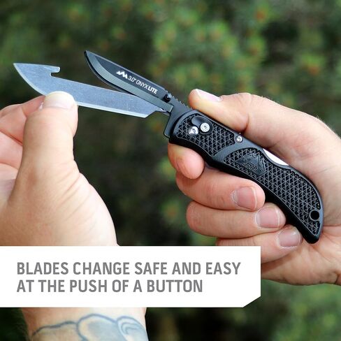 OUTDOOR EDGE 3.0" Onyx EDC with 3 Stainless & 6 Black Drop-Point Blade Pack | Pocket Knife with Replaceable Blades and Pocket Clip | The Perfect Razor Sharp EDC Knife in Kuwait