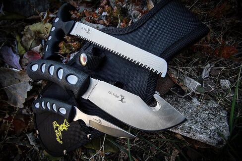 Elk Ridge - Outdoors 3-PC Hunting Knife Set - Satin Finish Stainless Steel Blades, Black Nylon Fiber Handles, Includes Combo Sheath - Hunting, Camping, Survival - ER-252 in Kuwait