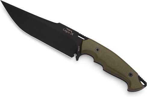 Hydra Knives LEGIO IX Knife – Full Tang Blade 7.09" Sleipner Cryogenic Steel. Handle CNC G10. Kydex Black Sheath. Inspired in Rome Ninth Hispanic Legion. Tactical, Bushcraft, Outdoor and Survival. (Sandblasting - Green version) in Kuwait