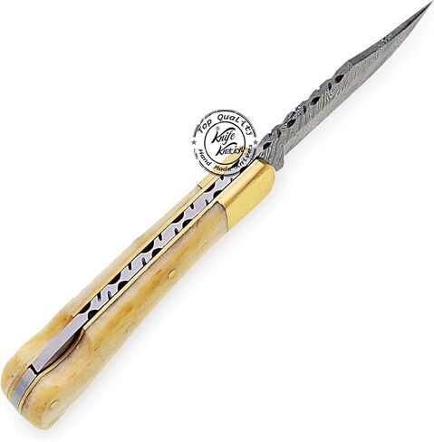Beautiful Camel Bone Handmade Damascus Steel Folding Pocket Knife 100% Prime Quality in Kuwait