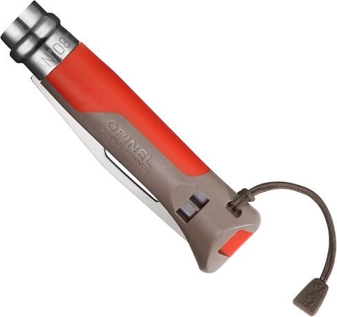 Opinel No. 08 Outdoor Folding Knife + Multitool - Partially Serrated Stainless Steel Blade, Nonslip Handle, Survival Whistle, Shackle Key in Kuwait