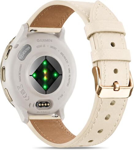 18mm Leather Band Compatible with Garmin Venu 3S 41mm Watch Band/Venu 4 41mm/Venu 2S/Vivoactive 4S/Vivomove 3S/Forerunner 255S/Forerunner 265S, Quick Release Soft Genuine Strap Women Men in Kuwait