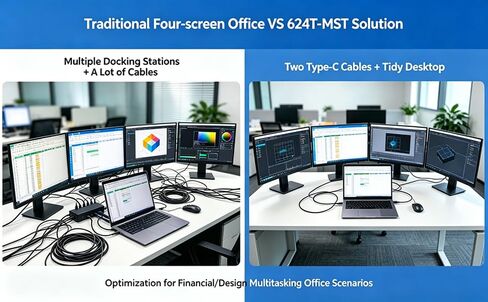 USB-C MST KVM Switch for 2 Computers and 4 Monitors, Quad 4K@60Hz, Dual USB-C per Computer, Windows Extended Display, USB 3.0 Hub in Kuwait