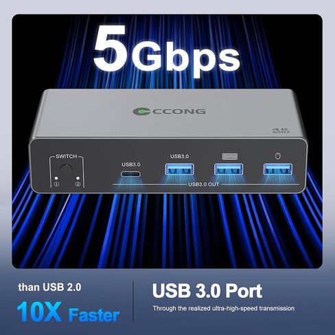USB C HDMI KVM Switch 2 Monitors 2 Computers,4K@60HZ Dual Monitors KVM Switches for 2 PC/Laptops Share Mouse Keyboard and 2 Screens,4 USB3.0 Devices,Support 100W Charging for Laptop in Kuwait