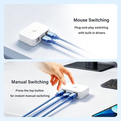 SinLoon 2 Port USB 2.0 Printer Sharing Switch - Manual & Mouse Switching in Kuwait