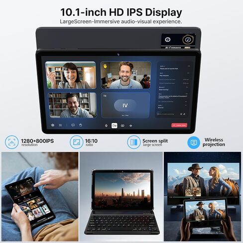 Android 16 Tablet 2026 Latest 10 Inch Tablet Octa-Core Processor AI Gemini 12GB RAM + 64GB ROM + 1TB Expand,7000mAh Battery,5GWiFi,8+13MP Camera 2in1 Tablets with Keyboard,Case,Mouse,Stylus in Kuwait