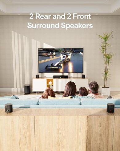 ULTIMEA 7.1ch Virtual Surround Sound Bar, Surround Sound System for TV, Sound Bar for Smart TV with 4 Surround Speakers, Peak Power 330W, App Control, TV Soundbar with Subwoofer, Opt/AUX/BT, Aura A40 in Kuwait