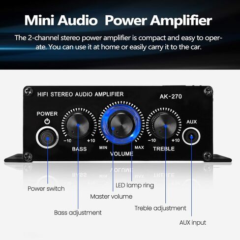 Mini Amplifier Clean Sound Powerful Portable Small Stereo Amplifier 2 Channel for Car Home 12V in Kuwait