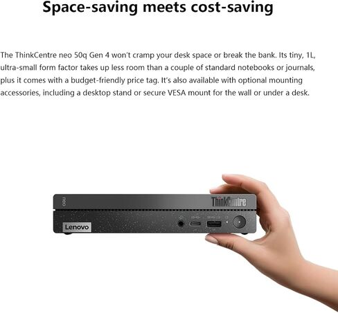 Lenovo ThinkCentre neo 50q Gen 4 Business MFF Desktop, 13th Gen Intel Core i5-13420H, 32GB RAM, 1TB PCIe SSD, Display Port, HDMI, RJ-45, Wi-Fi, Windows 11 Pro in Kuwait