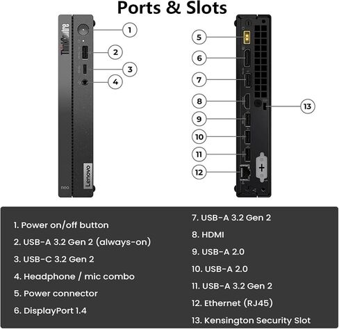 Lenovo ThinkCentre neo 50q Gen 4 Business MFF Desktop, 13th Gen Intel Core i5-13420H, 32GB RAM, 1TB PCIe SSD, Display Port, HDMI, RJ-45, Wi-Fi, Windows 11 Pro in Kuwait