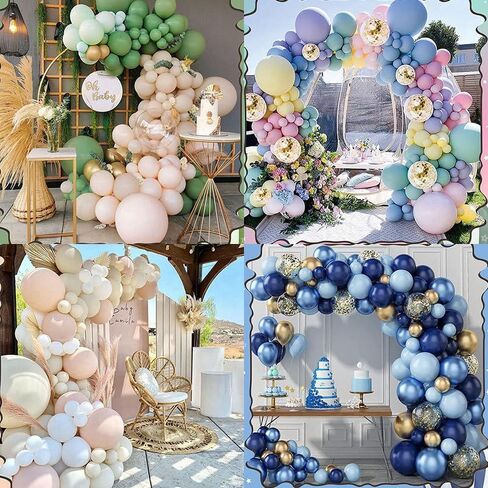 12 Pack Balloon Arch Clips 4 Inch Heavy Duty Clip - 100 Clear 260 Long Balloons - 20 Balloon Flower Clips - 2 Balloon Tie Tools - 2 Balloon Glue Point Dots Stickers, Balloon Arch Set for Wedding Party in Kuwait