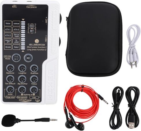 Asixxsix Portable Voice Changer Sound Card Set, 8 Sound Effects Portable Board Voice Changer with RGB Lighting for Game Music Recording, Phone Computer Live Streaming in Kuwait