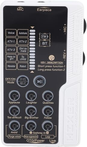 Asixxsix Portable Voice Changer Sound Card Set, 8 Sound Effects Portable Board Voice Changer with RGB Lighting for Game Music Recording, Phone Computer Live Streaming in Kuwait
