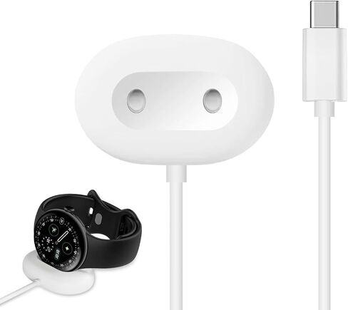 Magnetic Charger Dock for Google Pixel Watch 4, 3.3Ft Type-C Horizontal Side Charging Cable, Portable Replacement Charging Stand Cord Compatible with Pixel Watch 4 41mm/45mm, White in Saudi Arabia