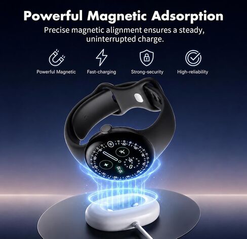 Magnetic Charger Dock for Google Pixel Watch 4, 3.3Ft Type-C Horizontal Side Charging Cable, Portable Replacement Charging Stand Cord Compatible with Pixel Watch 4 41mm/45mm, White in Saudi Arabia