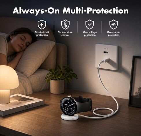 Magnetic Charger Dock for Google Pixel Watch 4, 3.3Ft Type-C Horizontal Side Charging Cable, Portable Replacement Charging Stand Cord Compatible with Pixel Watch 4 41mm/45mm, White in Saudi Arabia