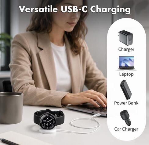 Magnetic Charger Dock for Google Pixel Watch 4, 3.3Ft Type-C Horizontal Side Charging Cable, Portable Replacement Charging Stand Cord Compatible with Pixel Watch 4 41mm/45mm, White in Saudi Arabia