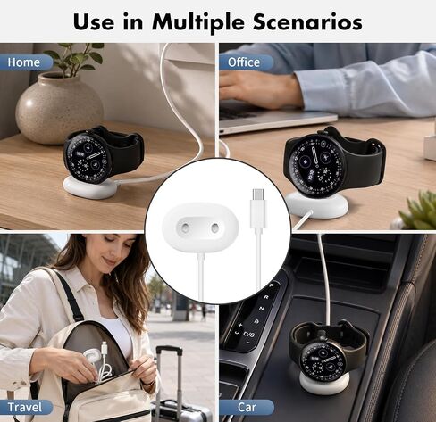Magnetic Charger Dock for Google Pixel Watch 4, 3.3Ft Type-C Horizontal Side Charging Cable, Portable Replacement Charging Stand Cord Compatible with Pixel Watch 4 41mm/45mm, White in Saudi Arabia