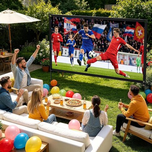 120inch Outdoor Projector Screen with Stand, 16:9 4K HD Portable Wrinkle-Free Projection Screen, Front/Rear Indoor Outdoor Movie Screen with Carry Bag for Home Theater, Backyard and Camping in Saudi Arabia