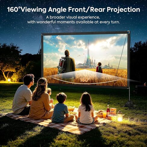 120inch Outdoor Projector Screen with Stand, 16:9 4K HD Portable Wrinkle-Free Projection Screen, Front/Rear Indoor Outdoor Movie Screen with Carry Bag for Home Theater, Backyard and Camping in Saudi Arabia