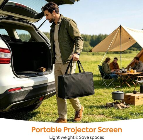 120inch Outdoor Projector Screen with Stand, 16:9 4K HD Portable Wrinkle-Free Projection Screen, Front/Rear Indoor Outdoor Movie Screen with Carry Bag for Home Theater, Backyard and Camping in Saudi Arabia
