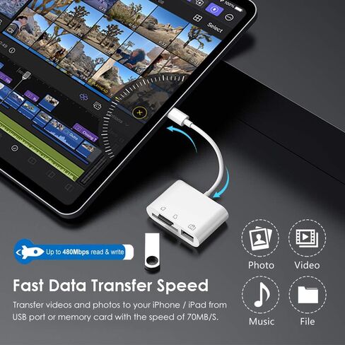 USB C to SD/MicroSD Card Reader & USB OTG Adapter for iPhone/iPad in Saudi Arabia